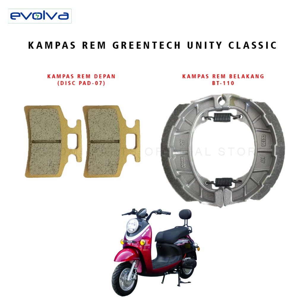 EVOLVA PARTS - KAMPAS REM DEPAN & BELAKANG GREENTECH UNITY CLASSIC SEPEDA LISTRIK