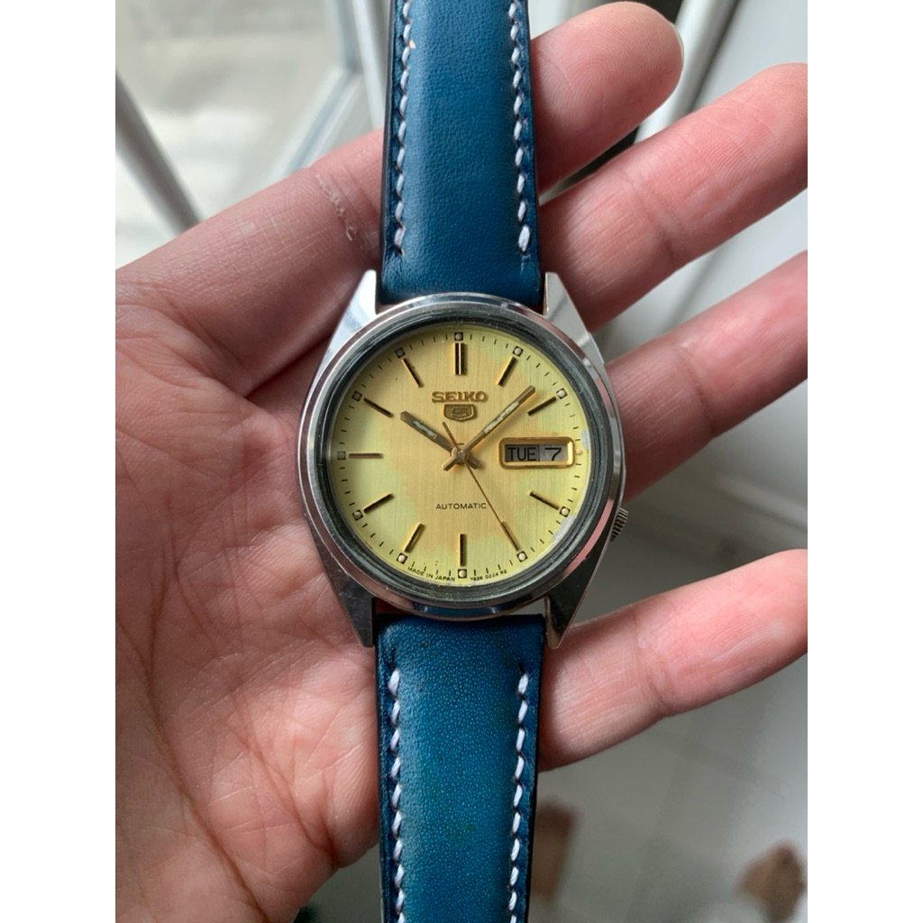 Seiko 5 Full Original automatic calibre 7009 Ref 7009-3040 Natural aging dial kondisi mulus strap cu