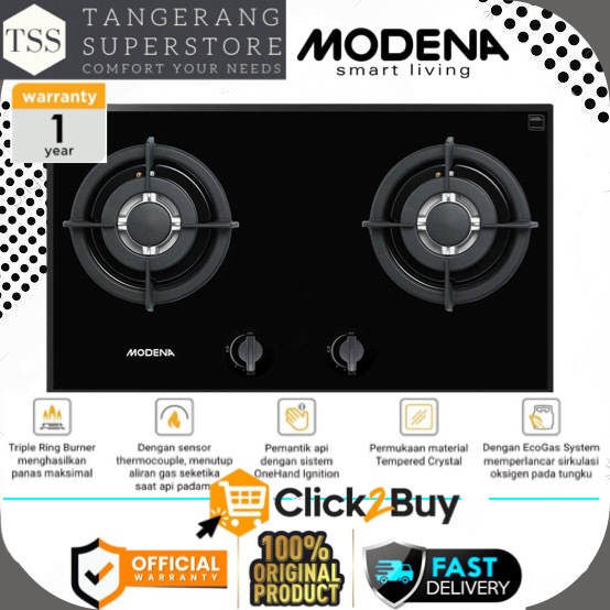 MODENA KOMPOR TANAM BH-1725 ACBK BH1725 BH 1725ACBK TRIPLE RING BURNER MODENA BUILT IN HOB KOMPOR MO