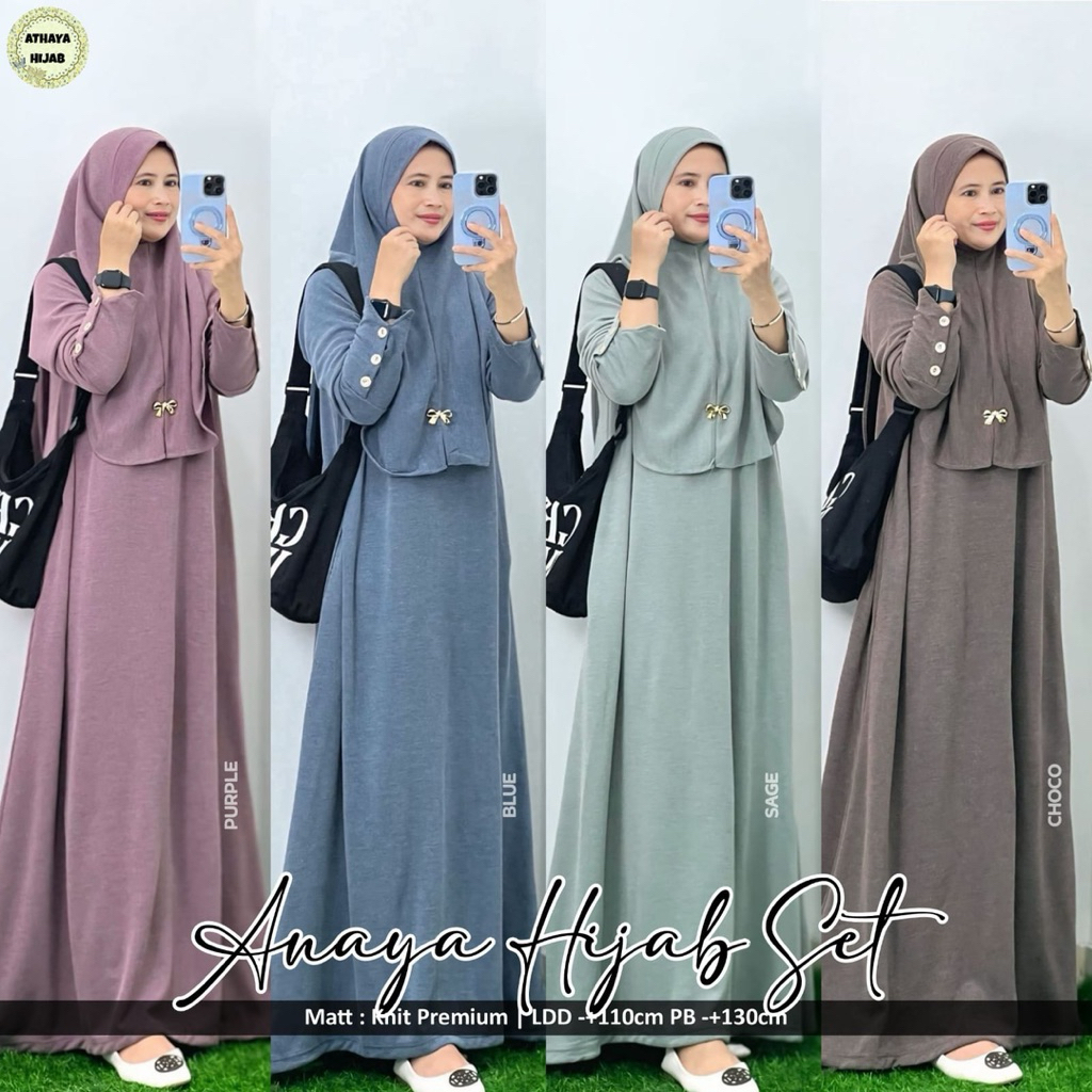 GAMIS + HIJAB Anaya Set Hijab Gamis Premium Knit by Athaya