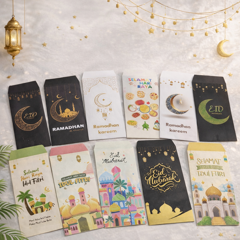 Amplop Idul Fitri Desain Elegan Premium Tanpa Tekuk Uang | Amplop Lebaran Full Color