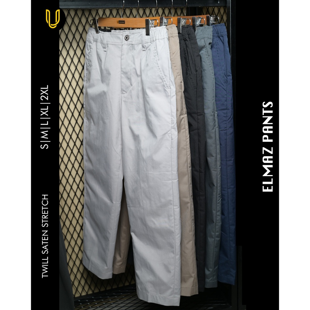 Uhud Basic - Sirwal Elmaz Sirwal Dewasa Berbahan Saten Twill Strech Lentur dan Ringan saat Dipakai