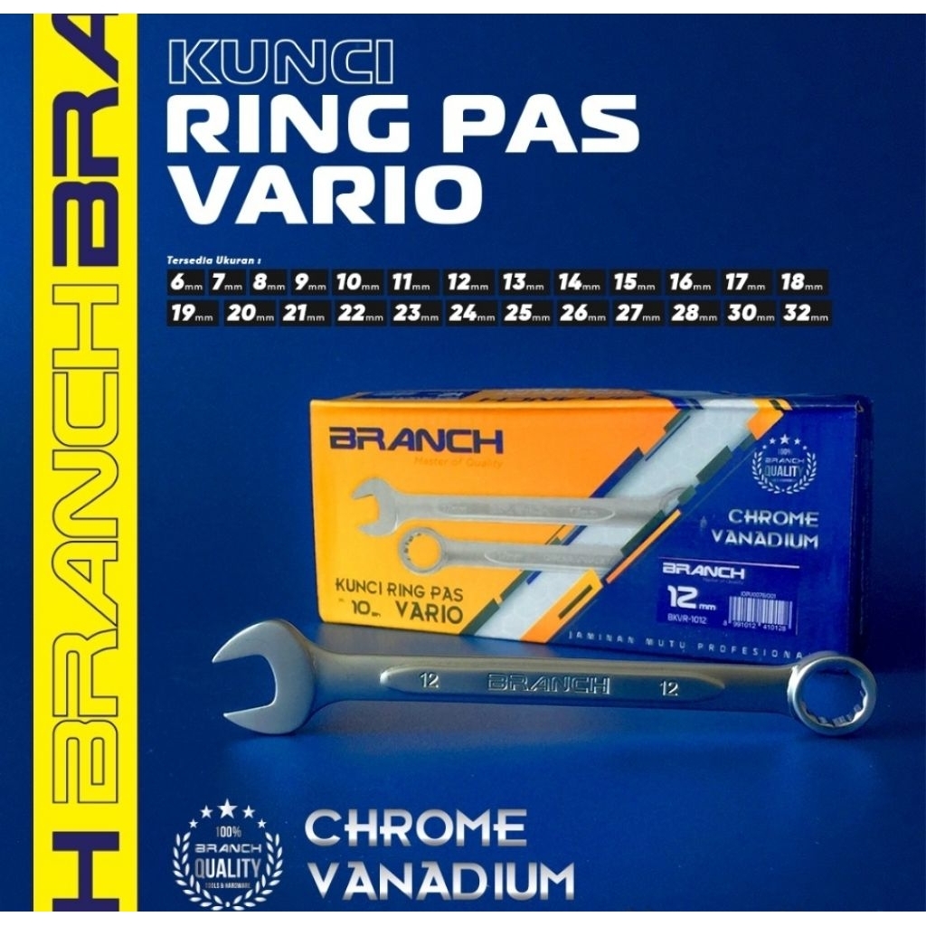 Branch Kunci Ring Pas 21mm 22mm 23mm 24mm 25mm 26mm 27mm 28mm 30mm / Kunci Ring Pas Satuan / Kunci S