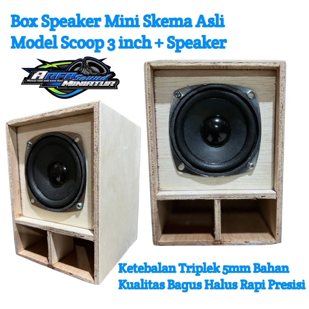 Box Speaker Mini Scoop 3 inch + Speaker Skema Ori Ketebalan 5mm