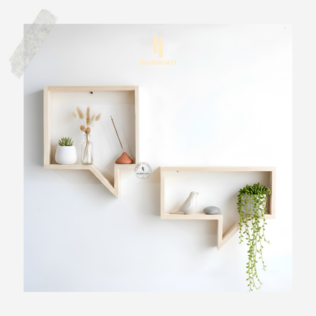 Rak Kayu Estetik Pajangan Dinding / Dekorasi Ruang Tamu Minimalis / Ambalan Aksesoris Unik Hiasan De