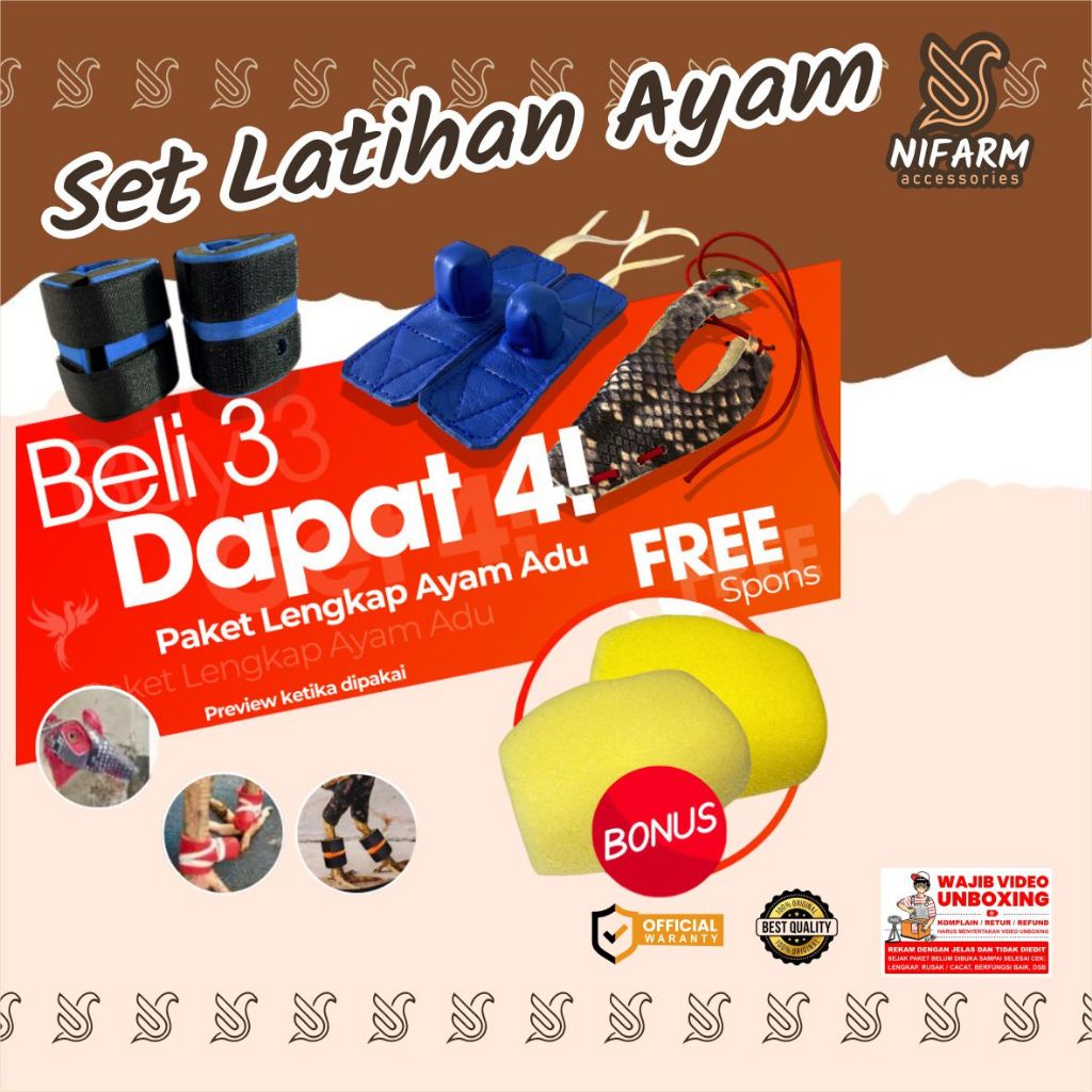 Set Latihan Ayam Adu Barbel Ayam, Bungkus Jalu, Bungkus Patuk Ayam