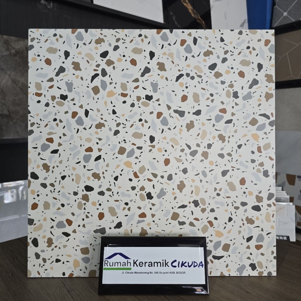 Keramik Cutting Teraso Dop / Keramik Terazzo Matt 50x50 AMARILIS MATTE CREAM