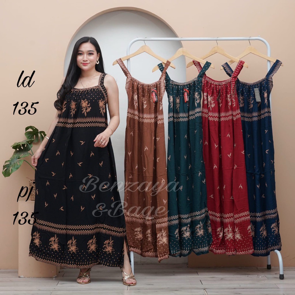 yukensi longdress jumbo big size ld 135 pj 135 yukensi tali satu belah samping bahan rayon adem moti