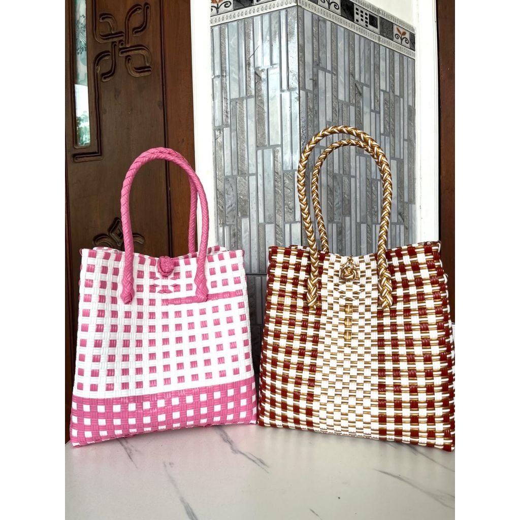 Tas Wanita Anyaman kapasitas 8kg beras/gula  / Tas Jali Premium