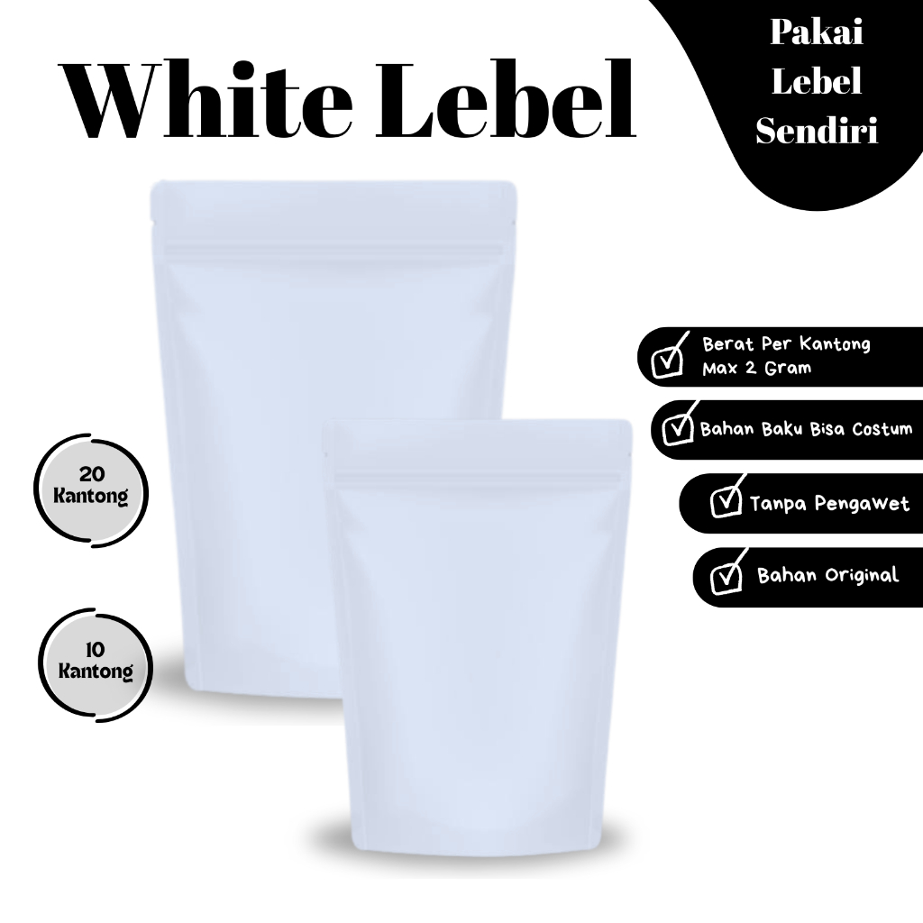 Produk White Label | Pakai Label Sendiri | Isi 10 & 20 Kantong Tanpa Tali