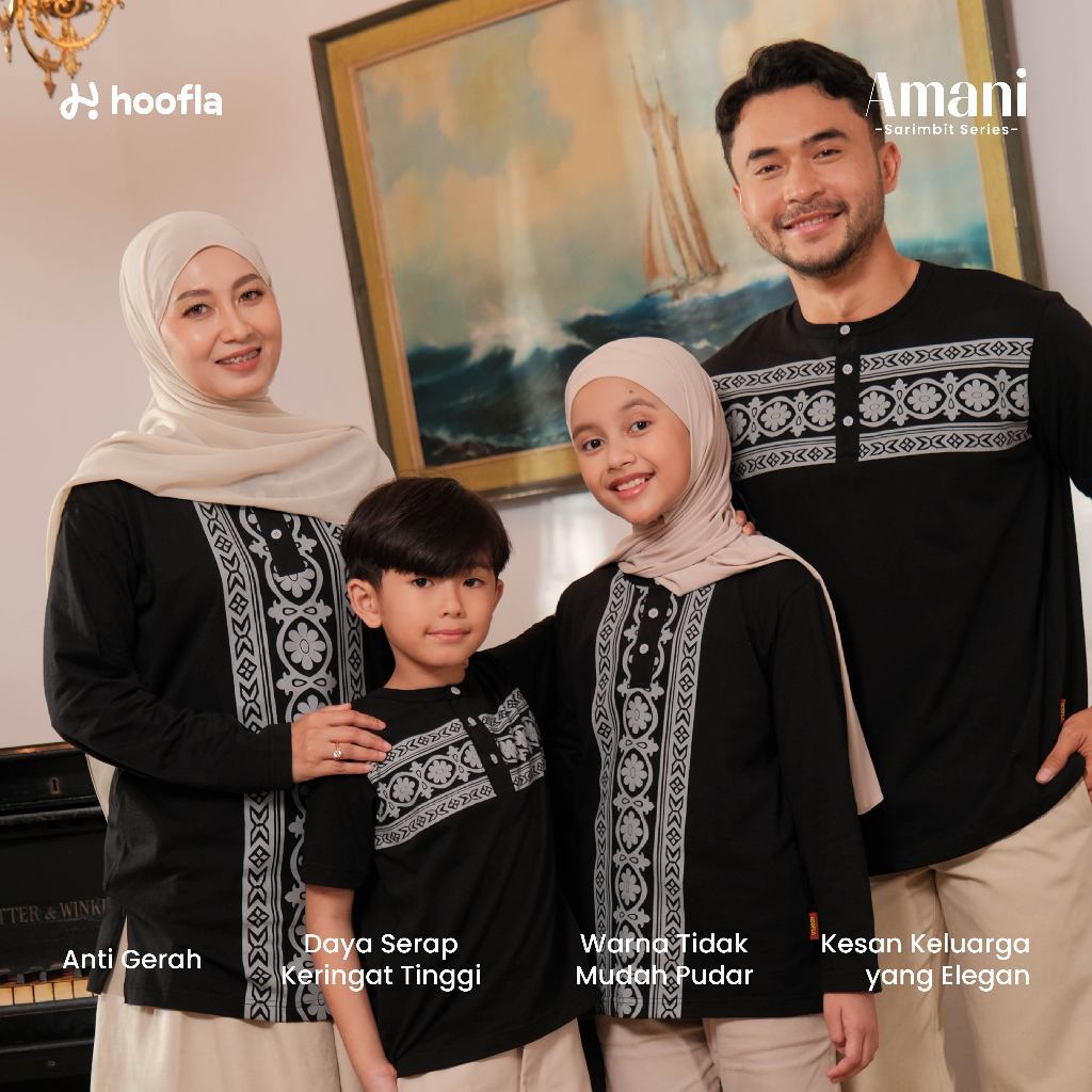 Hoofla Baju Sarimbit Keluarga Couple Ayah Ibu Anak Amani Series Baju Lebaran Keluarga