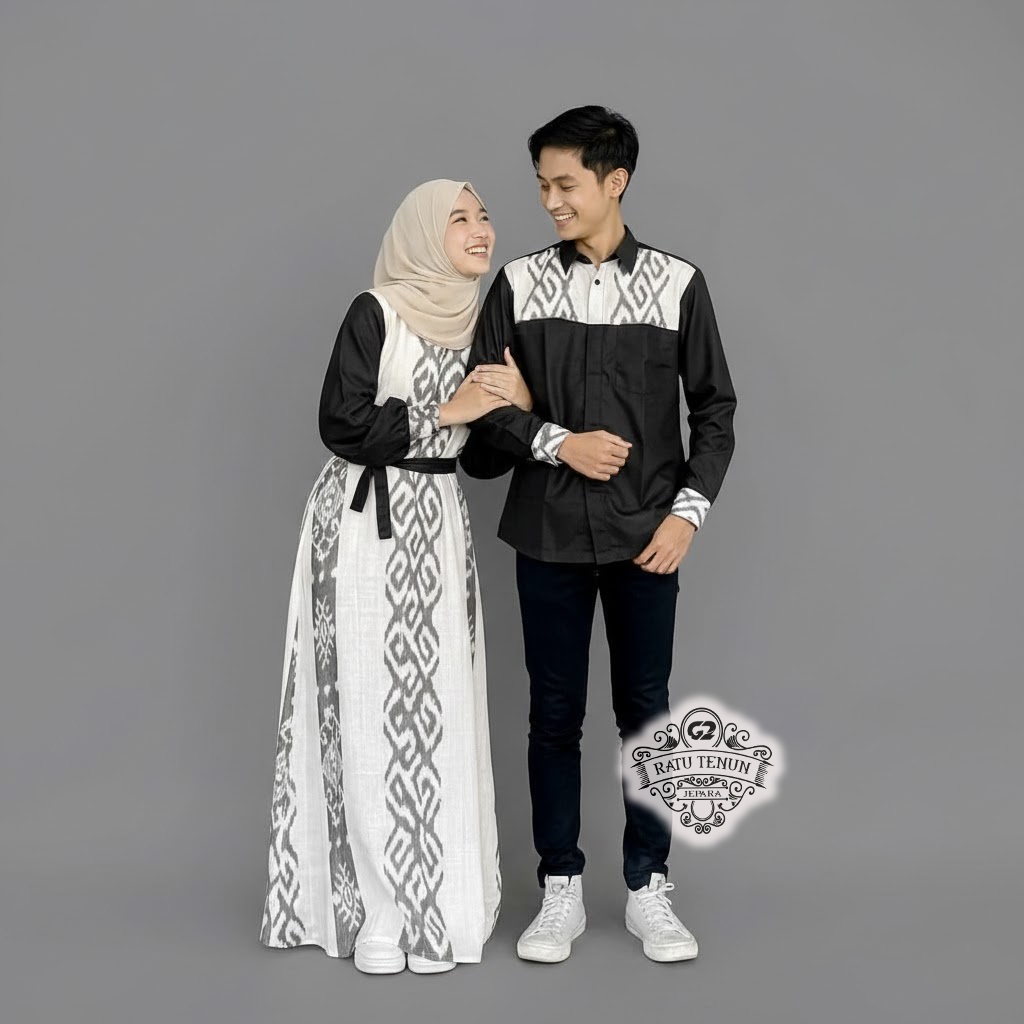 Gamis Tenun Couple Tenun Etnik Baju Kondangan Couple Pasangan Prewedding Tenun Terbaru Kombinasi
