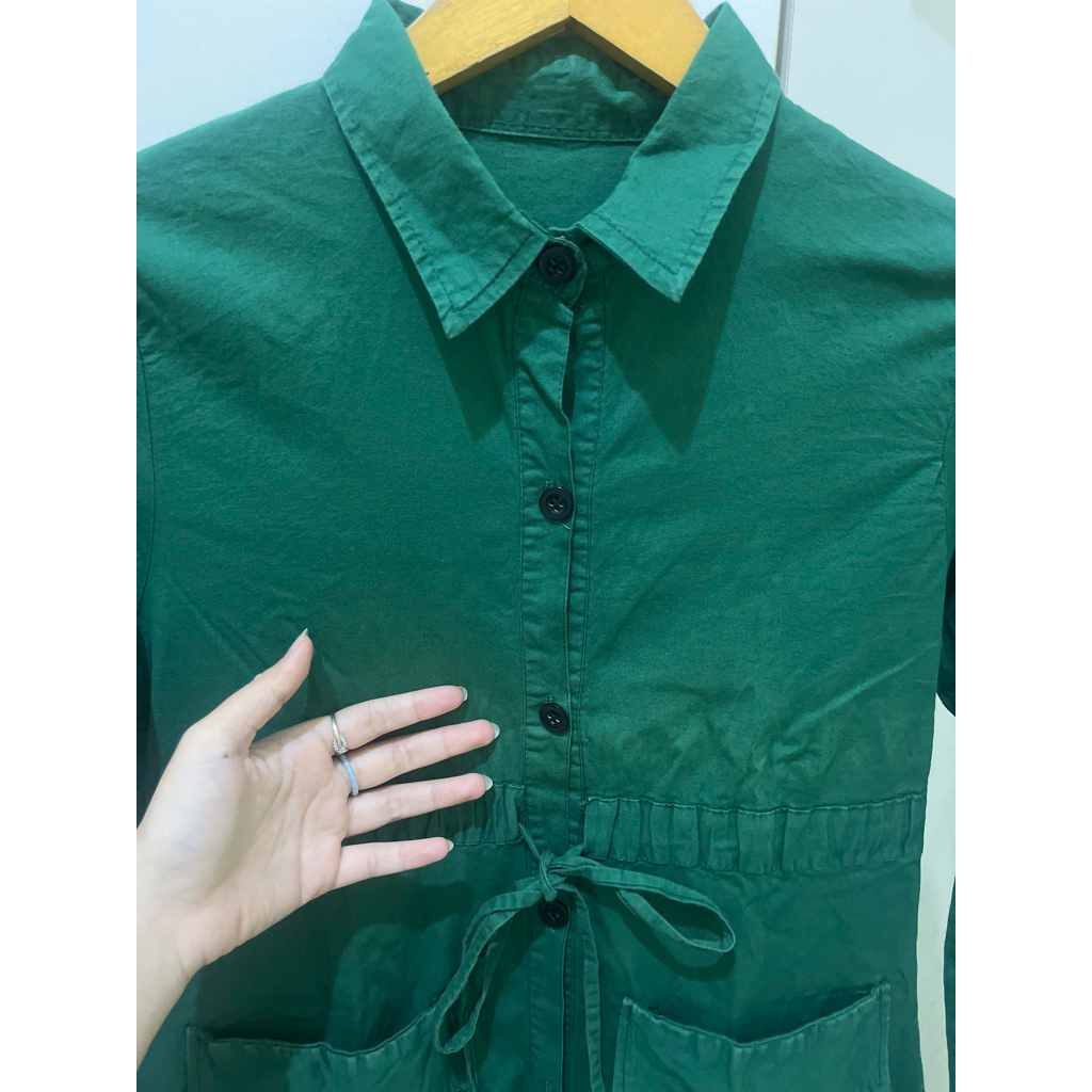 tunik katun hijau botol