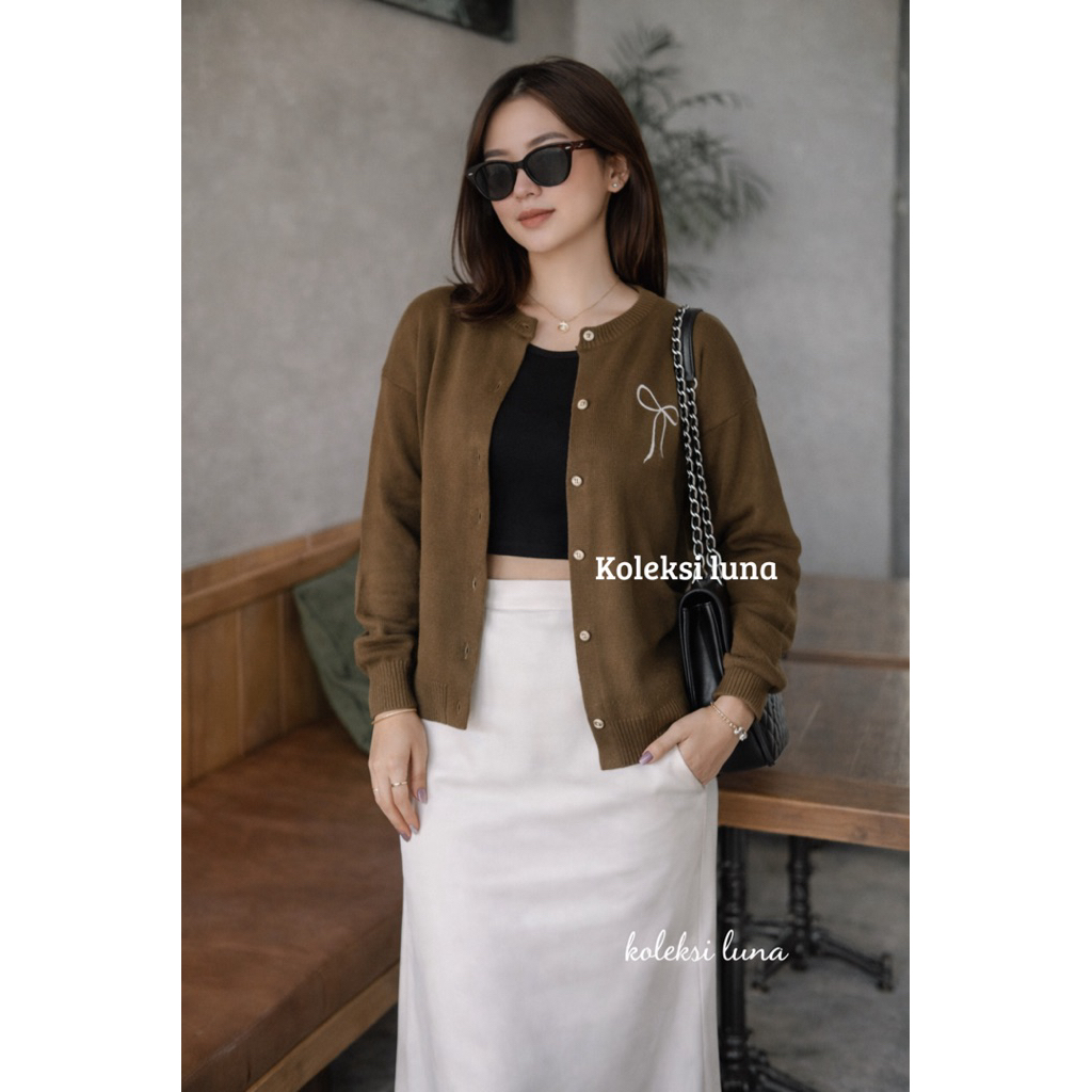 Atasan Rajut Wanita lucu Cardigan Pita Polos Terlaris Jaket Korean Style Kekinian Termurah Baju Cewe
