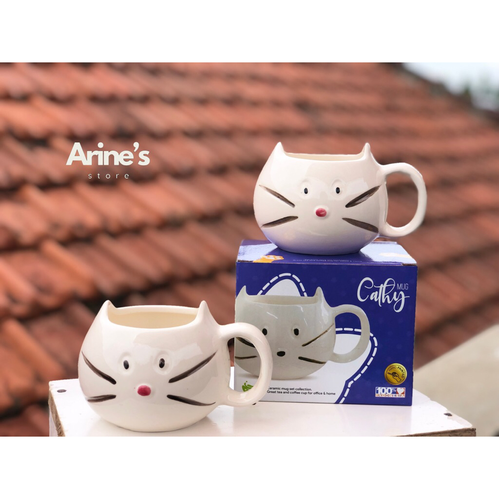 Mug Keramik Kucing Aestetik - Mug Lucu - Mug Kucing