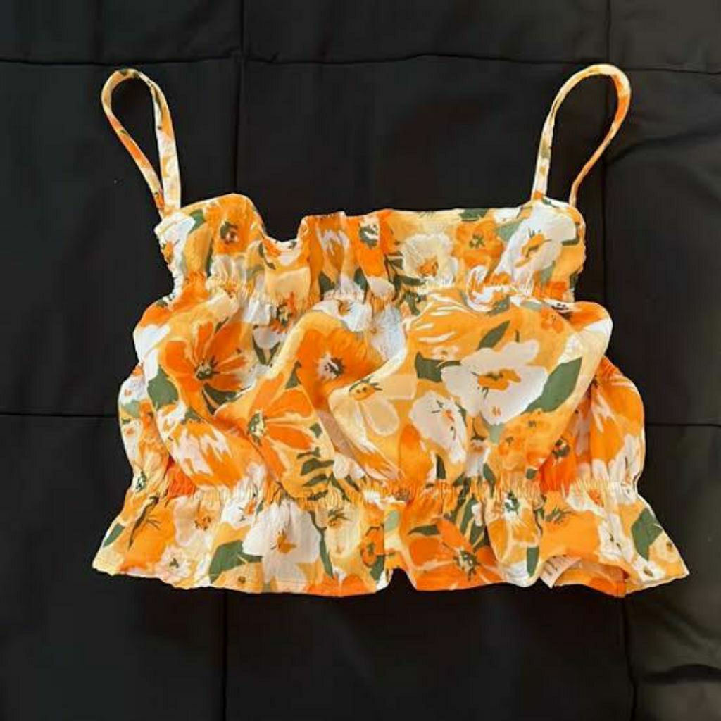 H&M Flounce Crop Top Floral L