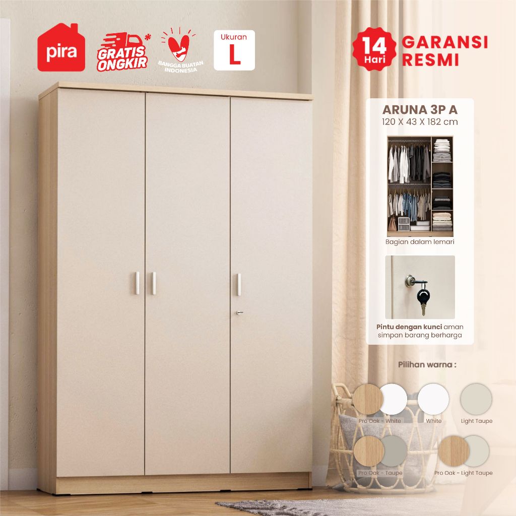 Pira Metropolis OX - Aruna 3P A Lemari Pakaian 3 Pintu