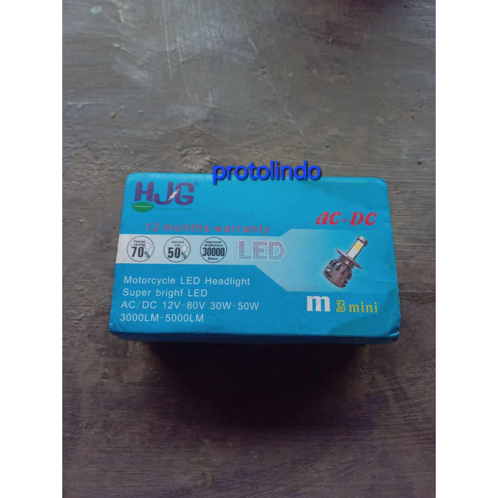 HJG PREMIUM M3 MINI H6 H4 AC DC 12V - 80V LED LAMPU DEPAN MOTOR MOBIL JAUH DEKAT PUTIH 3 SISI bukan 
