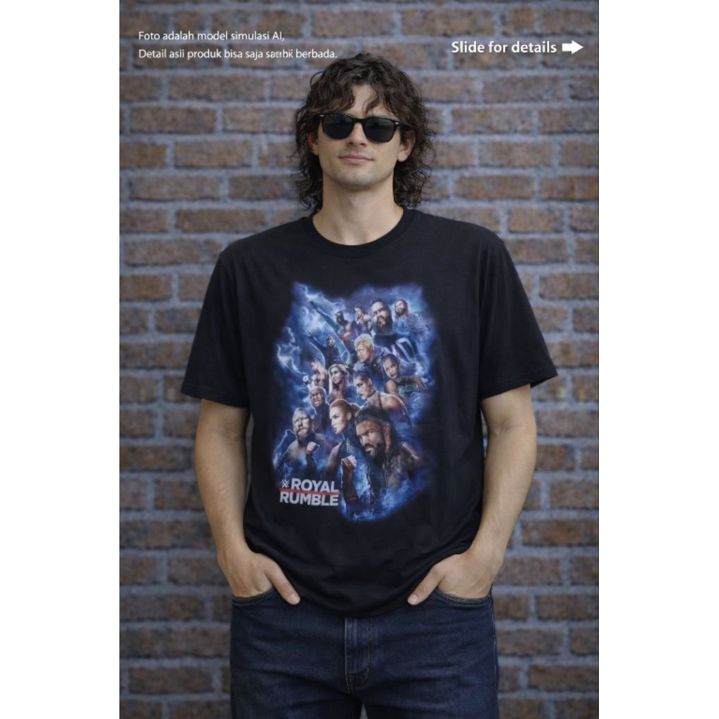 (Seperti baru) Kaos W0RLD WRE5TL1NG WW  Original Official event R0yal rumble 2023 size XL (P76 x L58