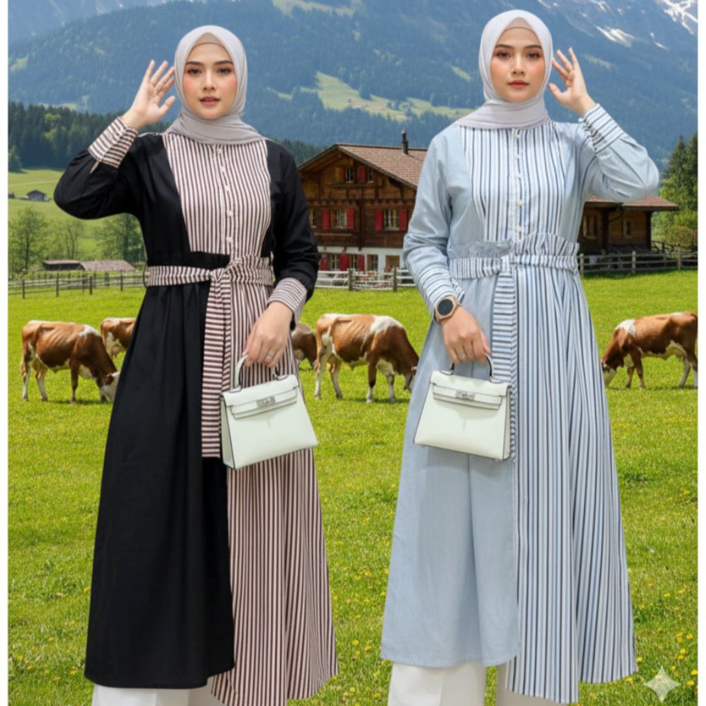 LONG TUNIK KATUN KOMBINASI SYAINA By SEMUT Kode P47.6005