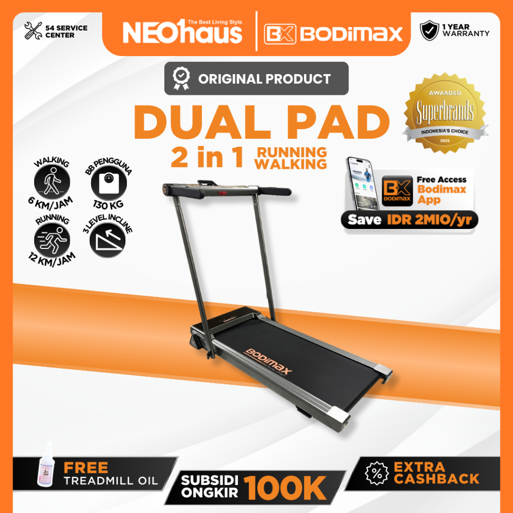 BODIMAX DUAL PAD / Treadmill Dual Pad with Incline