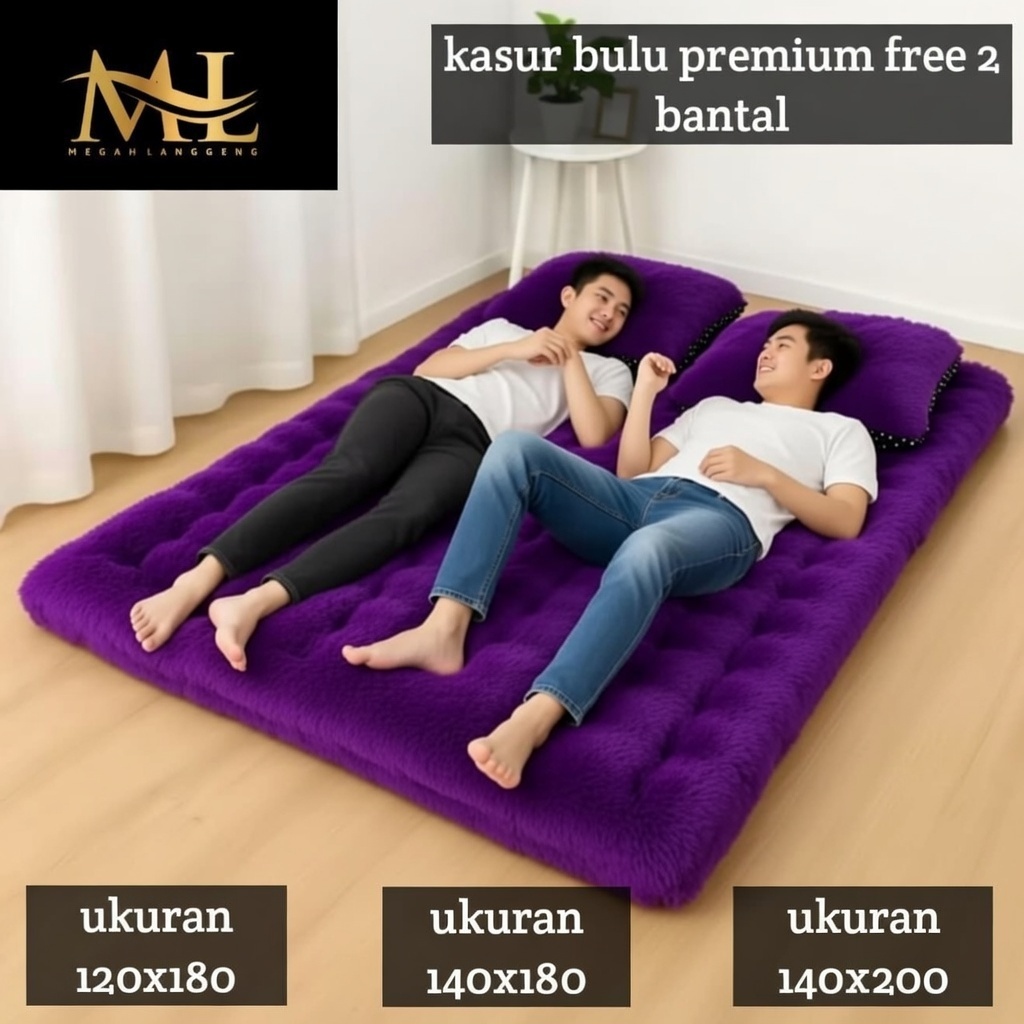 Kasur gender bulu rasfur free 2 bantal/kasur lantai bulu tebal empuk/kasur bulu rasfur berkualitas