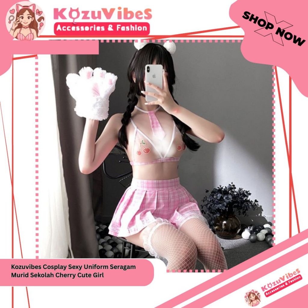 Kozuvibes Cosplay Sexy Uniform Seragam Murid Sekolah Cherry Cute Girl