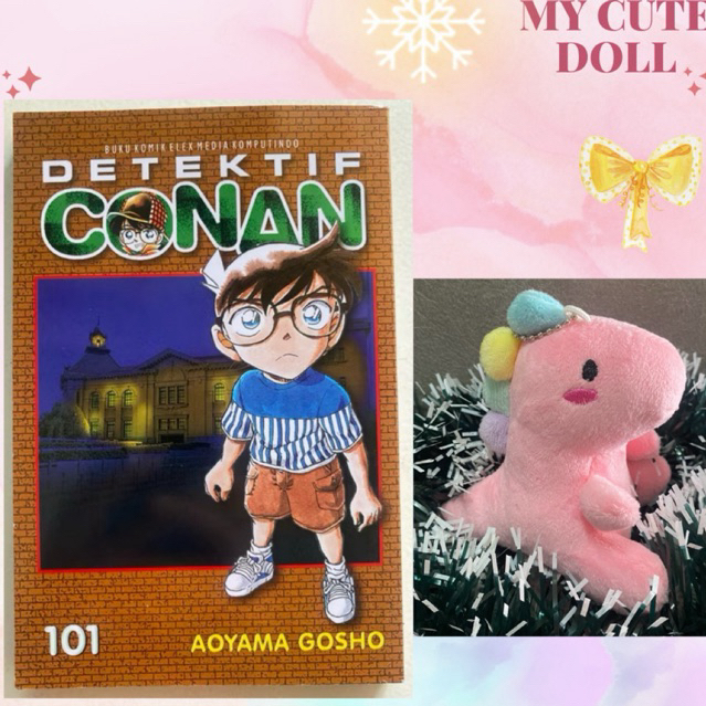 BUNDLE Komik Detektif Conan Volume 101 (BEKAS/KONDISI BAGUS) + BONEKA CAPIT DINO LUCU