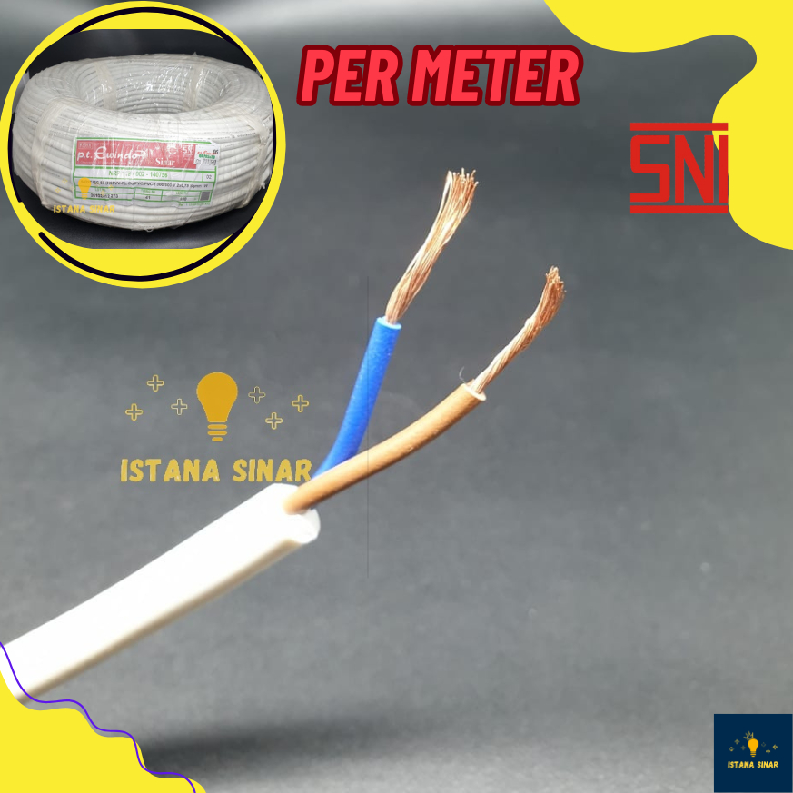Kabel listrik HY Ewindo / Sinar 2 x 0.75 / Karya Kabel Serabut / Rambut