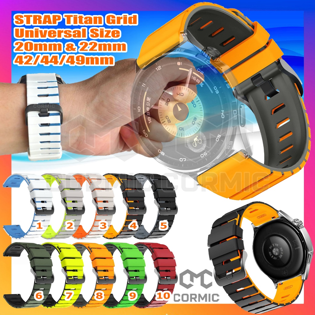Strap Smartwatch TITAN GRID RUBBER SPORT CormiC Tali Jam Tangan Karet 22mm 20mm 18mm 24mm 26mm Unive