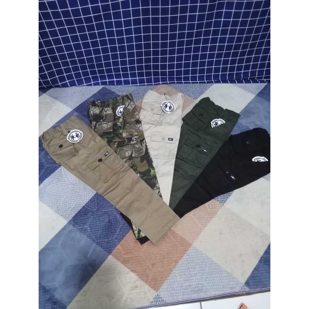 Celana Kargo Anak Anak Umur 4 Tahun Sampai 12 Tahun Bahan Tuwil Katun Kombet Strit Non Strit