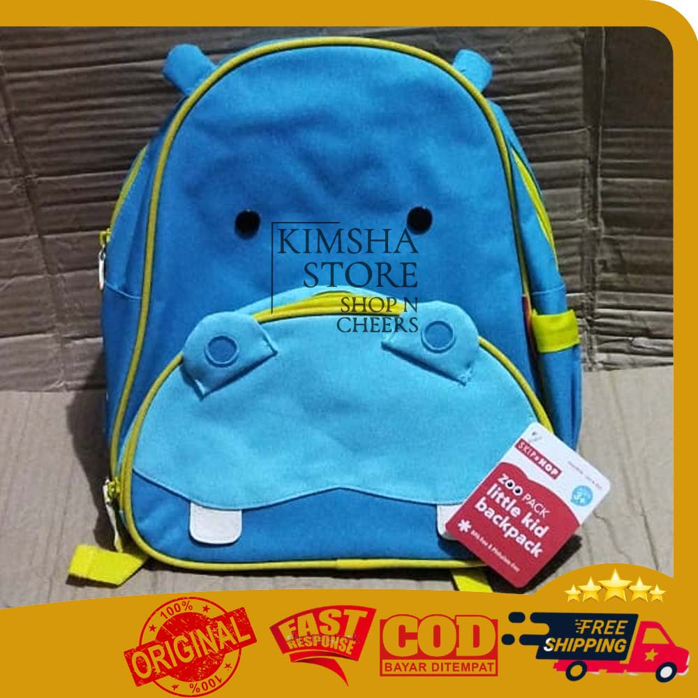 Skip Hop Zoo Hippo Backpack Bag Storage Little Kid Pack Tas Fashion Ransel Sekolah Anak Laki Perempu