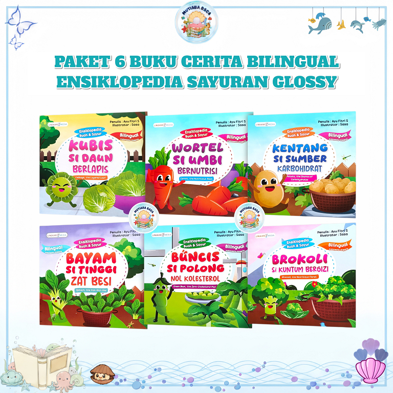 Buku Cerita Ensiklopedia Sayur (Paket Isi 6 Buku) Bilingual - Lingkar Media