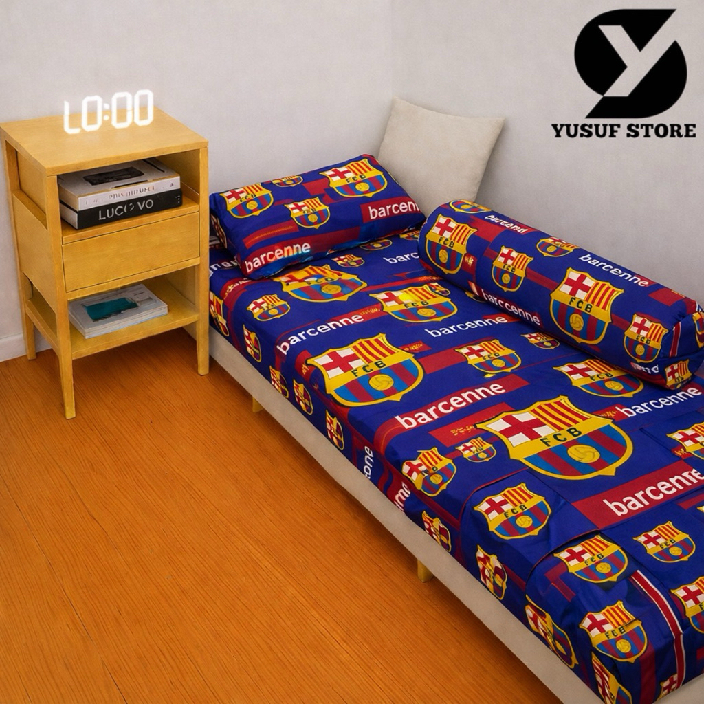 Sprei motif barcelona sprei motif bola sprei motif realmadrid sprei motif manchester united sprei mo