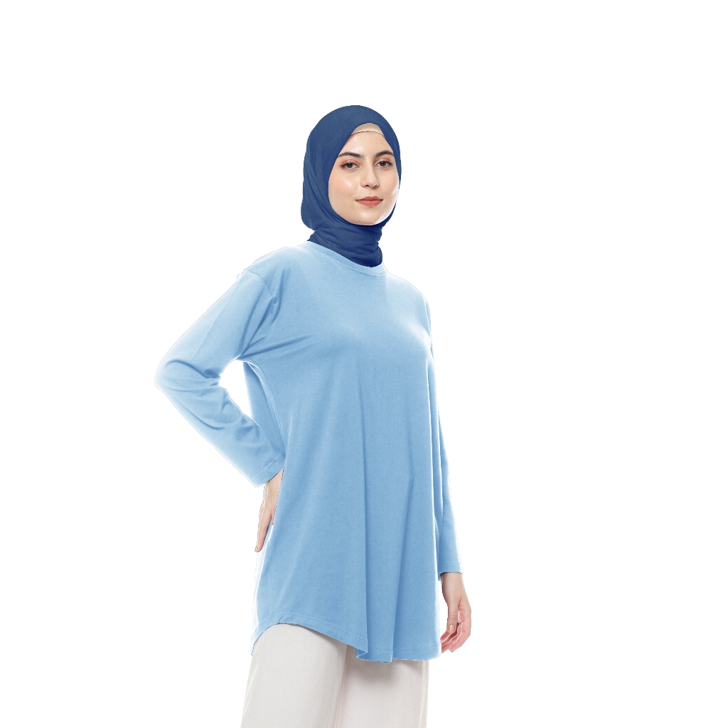 COTTON KENARI - KAOS TUNIK BABY BLUE PANJANG [ COMBED 30s SUPERSOFT PREMIUM]
