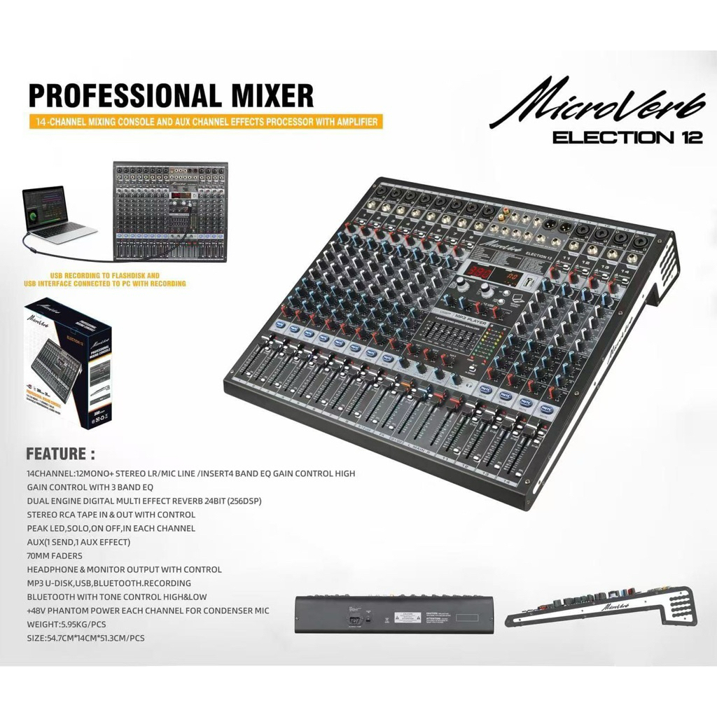 MIXER MICROVERB ELECTION12 MIXER 12 CHANNEL MICROVERB ELECTION 12 WITH SOUNDCARD