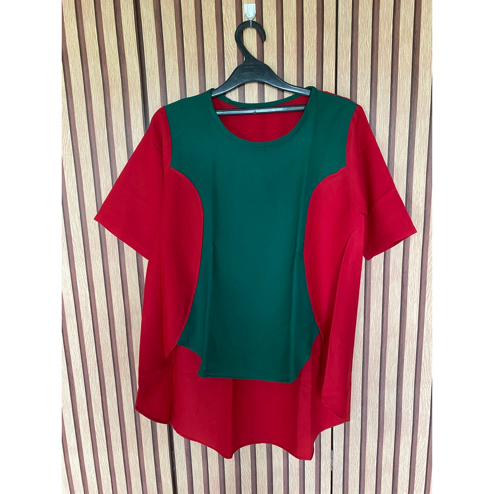 [Preloved] Blouse merah hijau | Baju natal
