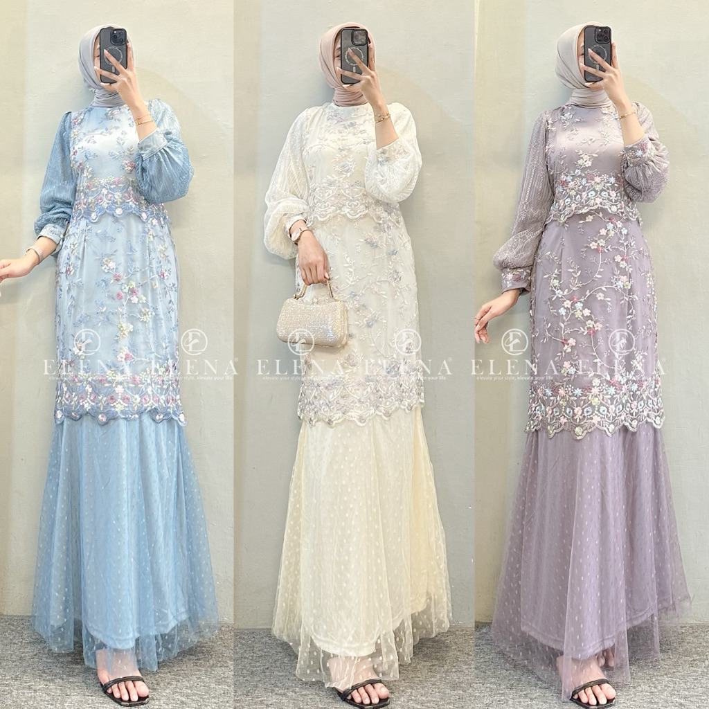 ELENA - Clariva dress brokat kondangan / dress brukat lamaran / wisuda / lebaran / dress brokat duyu