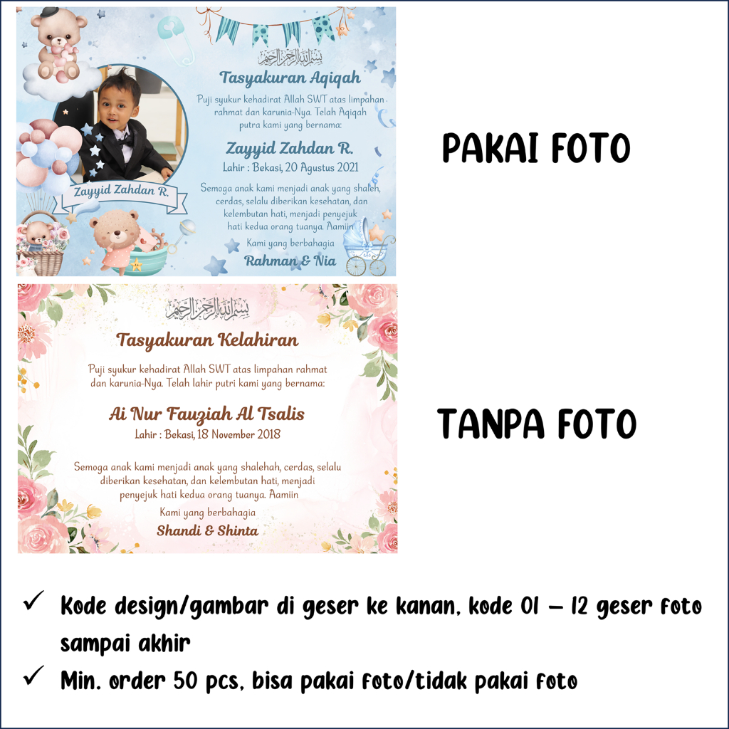 Syukuran kelahiran, syukuran aqiqah, aqiah, kelahiran kartu dan stiker, tasyakuran aqiqah