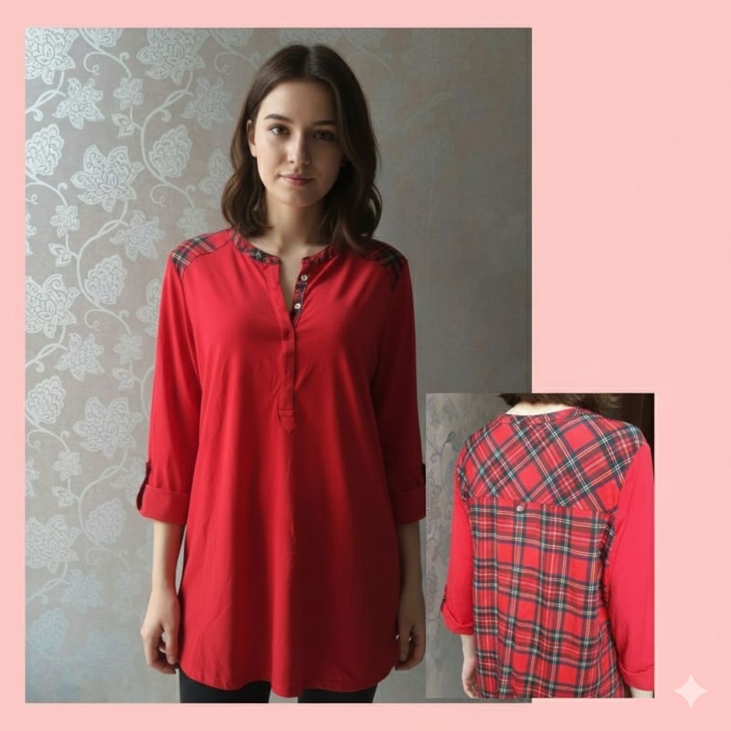 Nygard Red Plaid Blouse