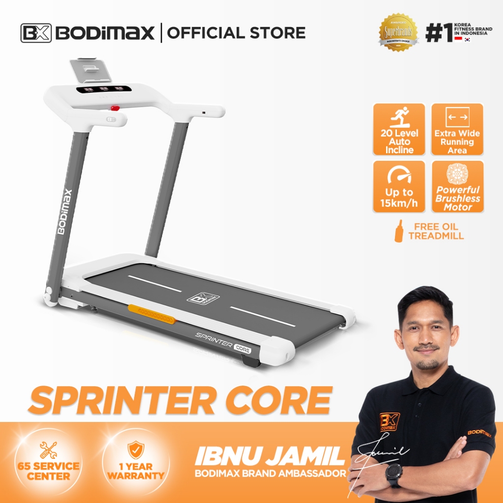 BODIMAX SPRINTER CORE / Treadmill 15KM/H / Auto Incline 20 Level / 140KG / Bluetooth