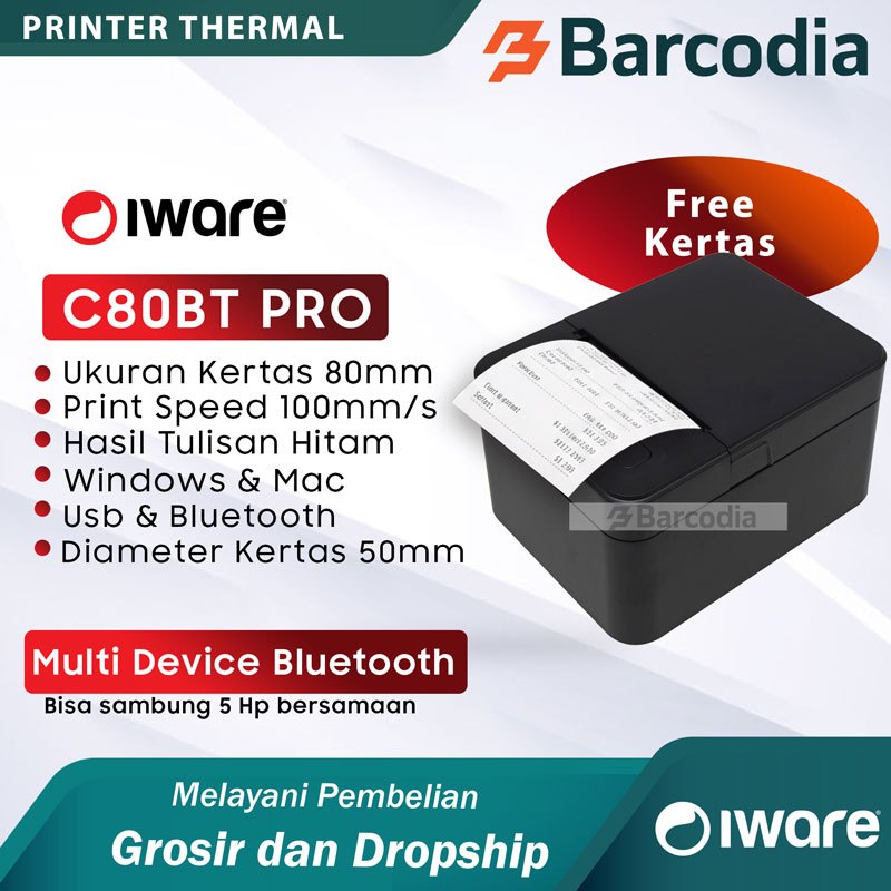 BARCODIA PRINTER BLUETOOTH 80MM IWARE C80BT PRO