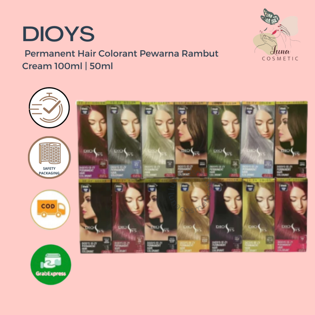 Diosys EE-ZY Permanent Hair Colorant Pewarna Rambut Cream 100ml | 50ml