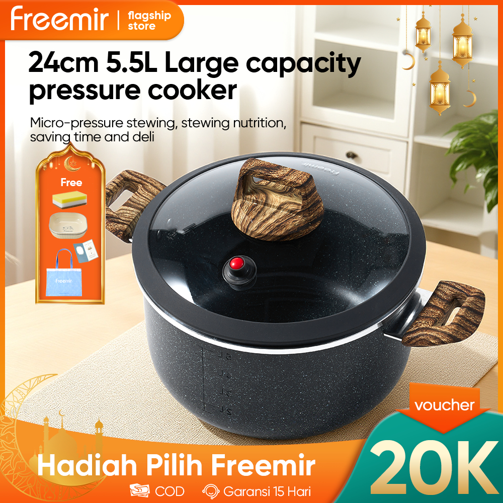 [Hadiah Ramadan]freemir Panci Gentong Kapasitas Besar Anti Lengket 24/30 CM Kuali Jumbo Granit Semi 