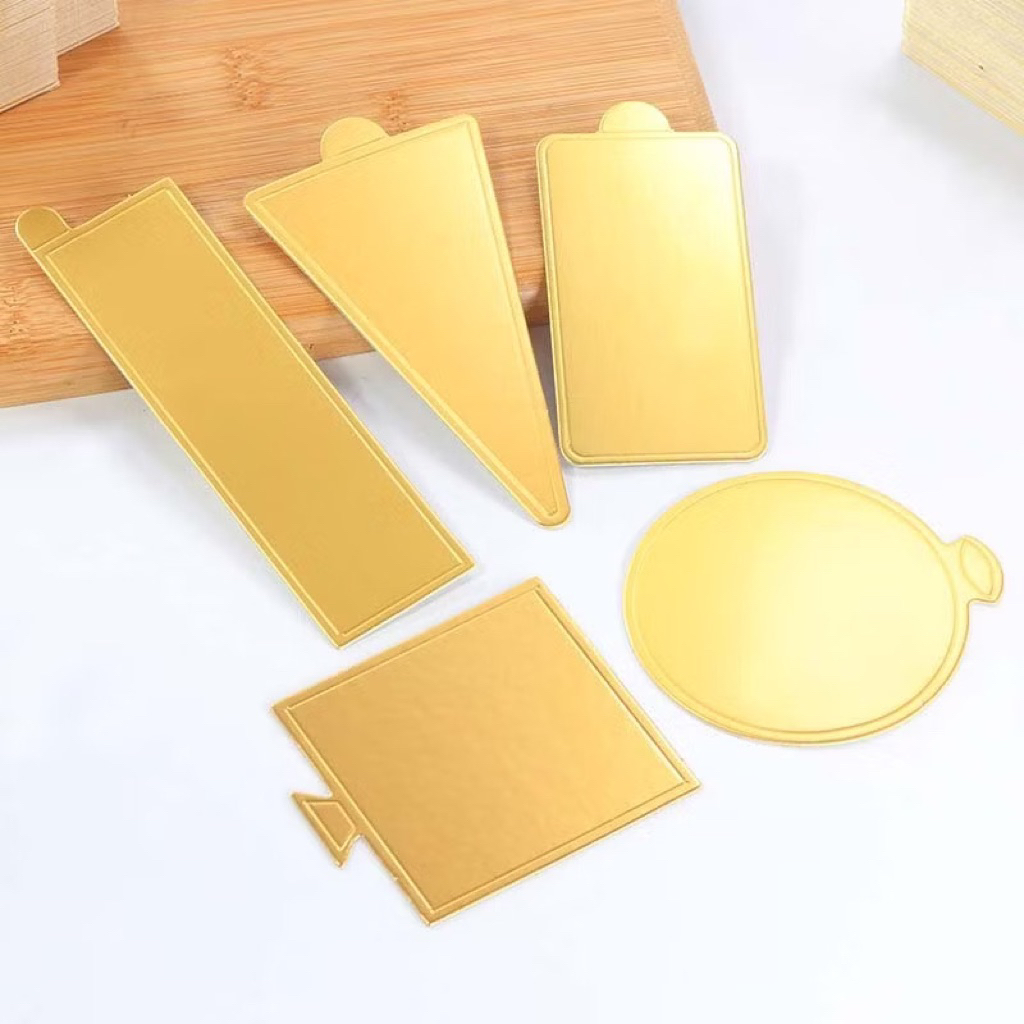 [10 pcs] Alas Tatakan Kue Gold | Alas Kue Tart Mini Cake Donat Warna Emas | Alas Cake Segitiga Perse