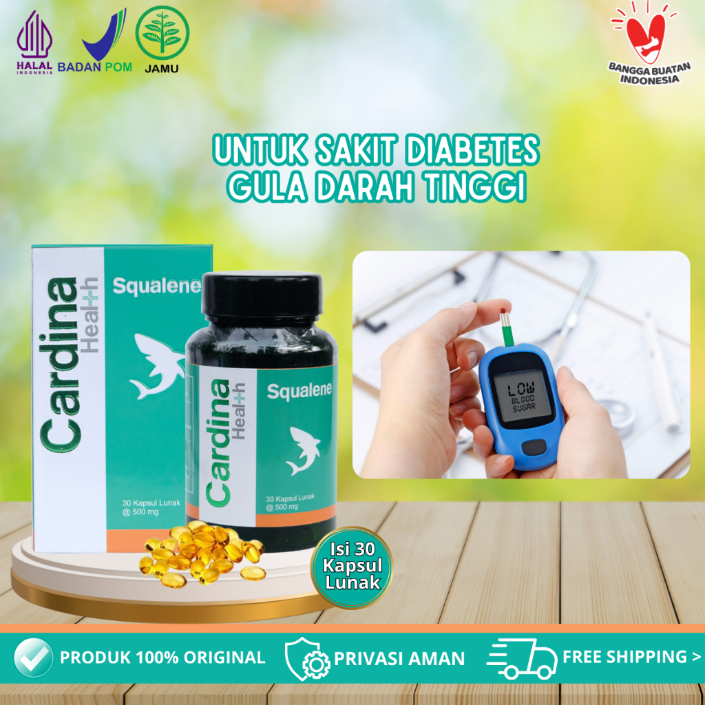 Cardina Health Squalene - Obat Herbal Untuk Diabetes Gula Darah Tinggi, Penyakit Gula, Kaki Bengkak 