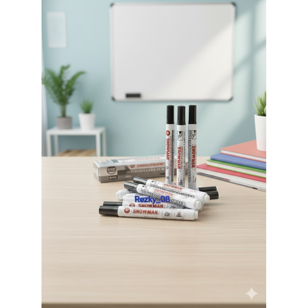SPIDOL WHITEBOARD SNOWMAN ABG-12 BLACK BISA DIHAPUS
