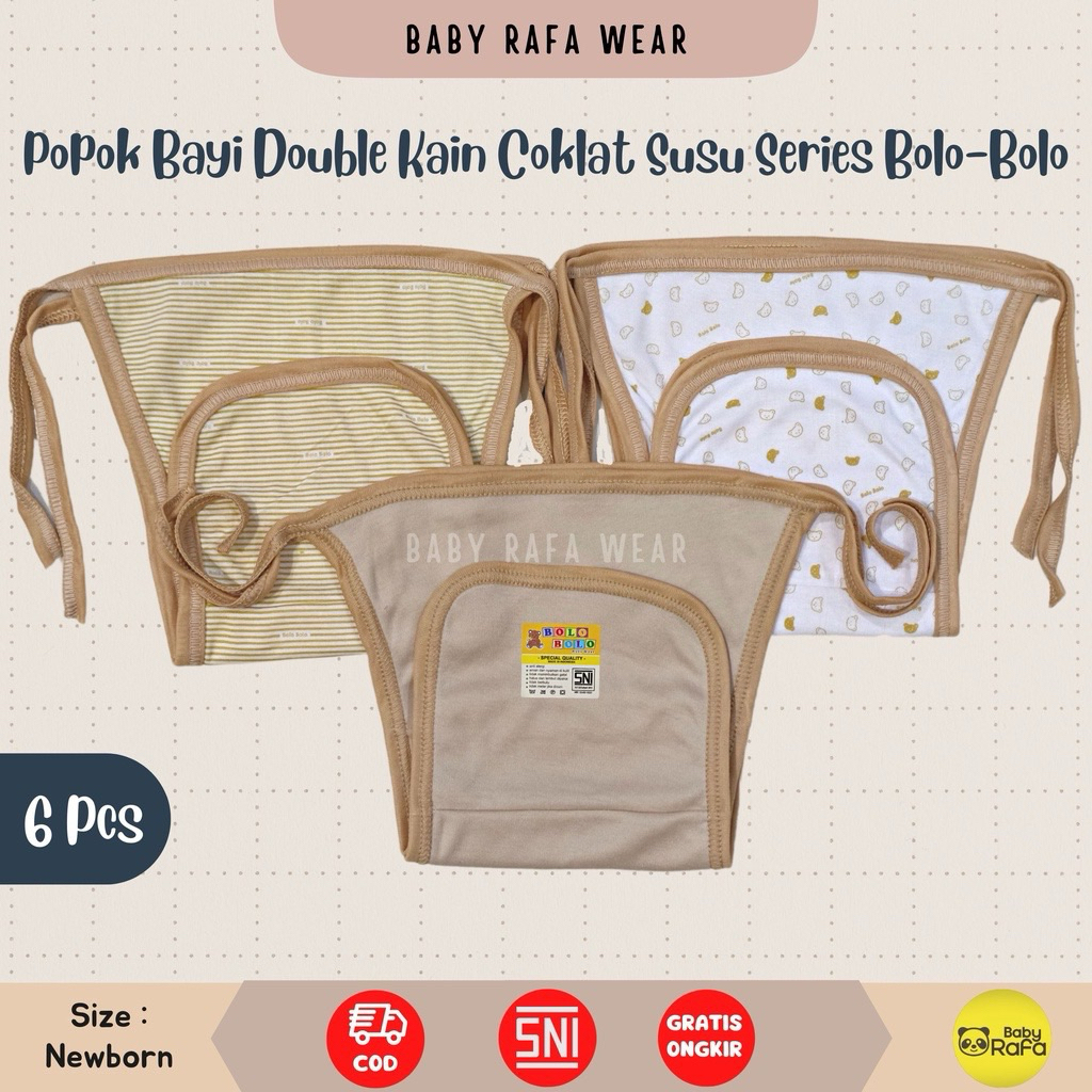 Serian Coklat Susu - 6pcs Popok Bayi Double Kain COKLAT SUSU SERIES merk SNI Bolo - Bolo / Popok Dou