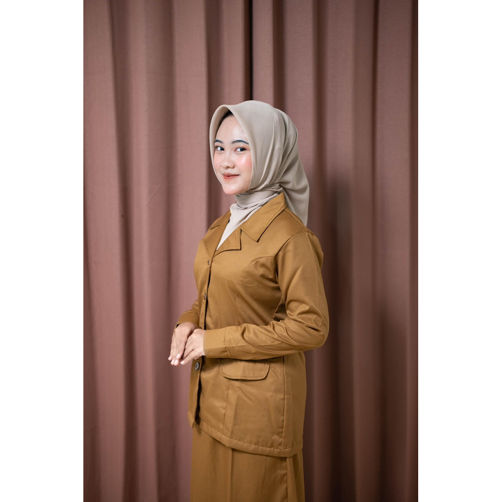 seragam dinas pemda pns stelan kantor kemeja dan rok toyobo