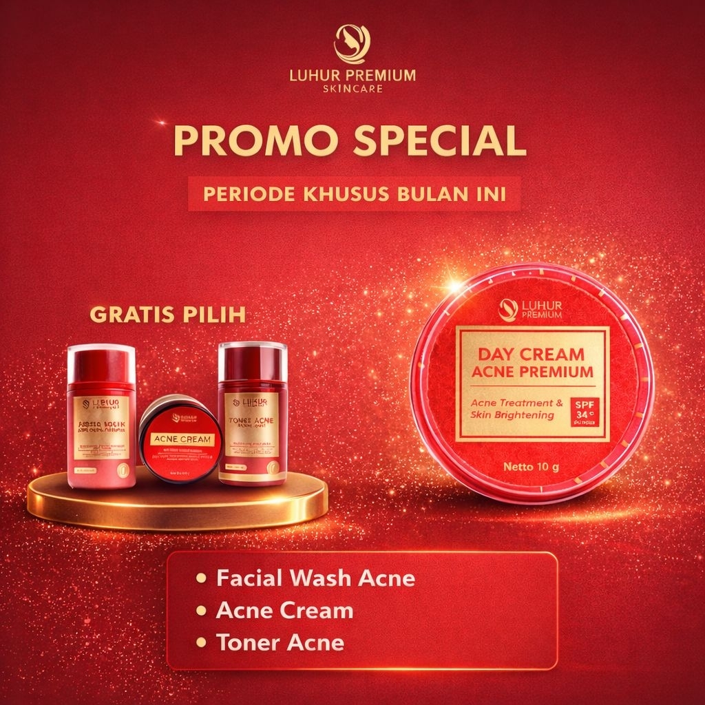 Luhur Premium - Day Cream Acne Sunscreen Antiacne Krim Pagi Kulit Wajah Berminyak Berjerawat